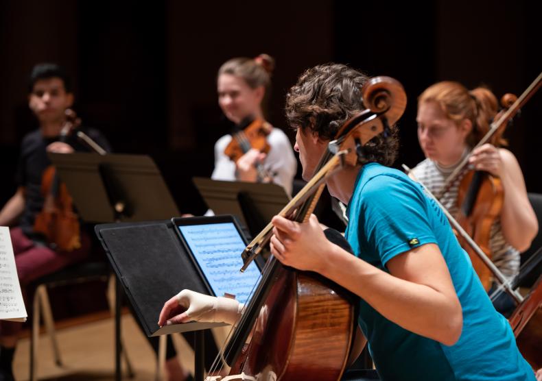 Students during a chamber music coaching