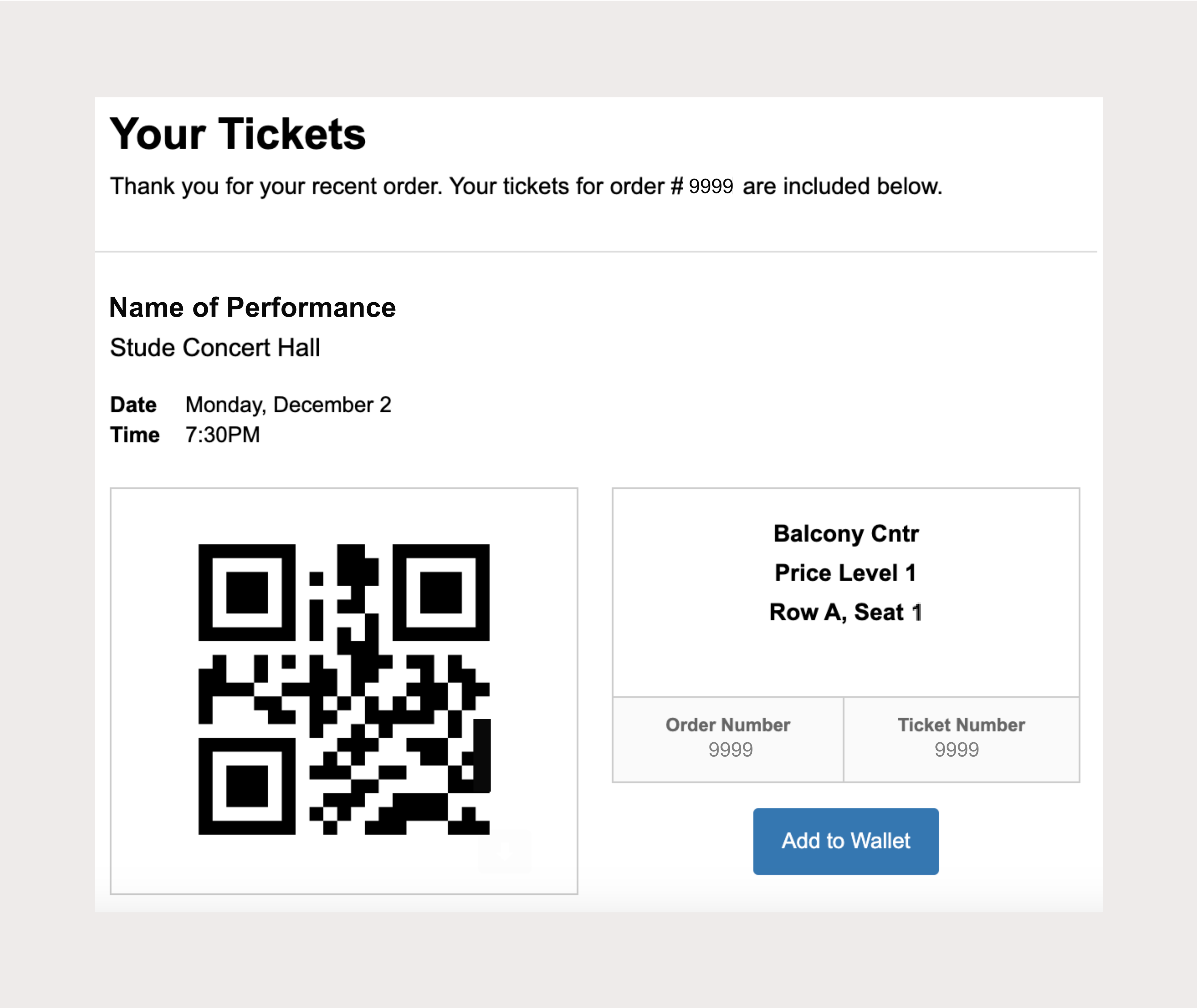 Your SSM Tickets (QR code) example