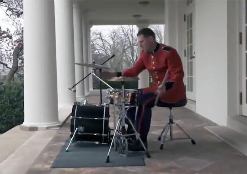 Master Gunnery Sgt. Chris Rose ’91 performs at the White House.