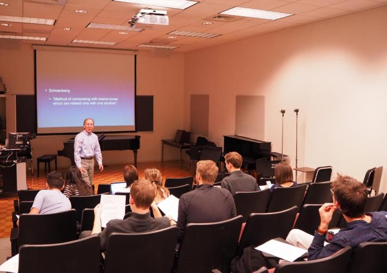 Students in class with Professor Bailey 