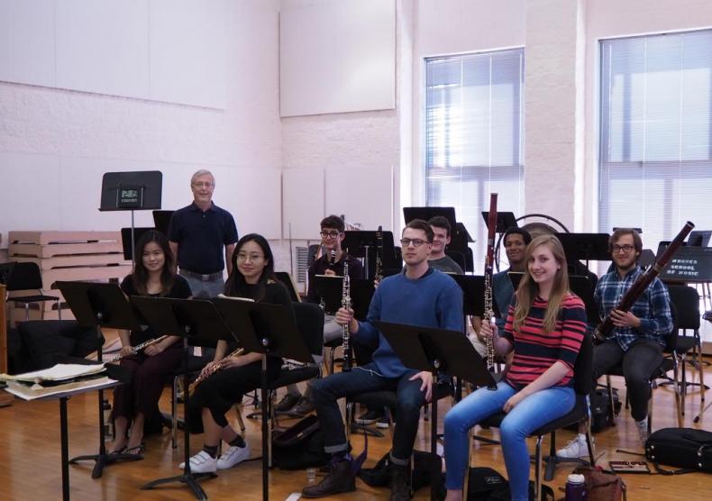 Woodwind chamber music class in Hirsch Orchestra Rehearsal Hall