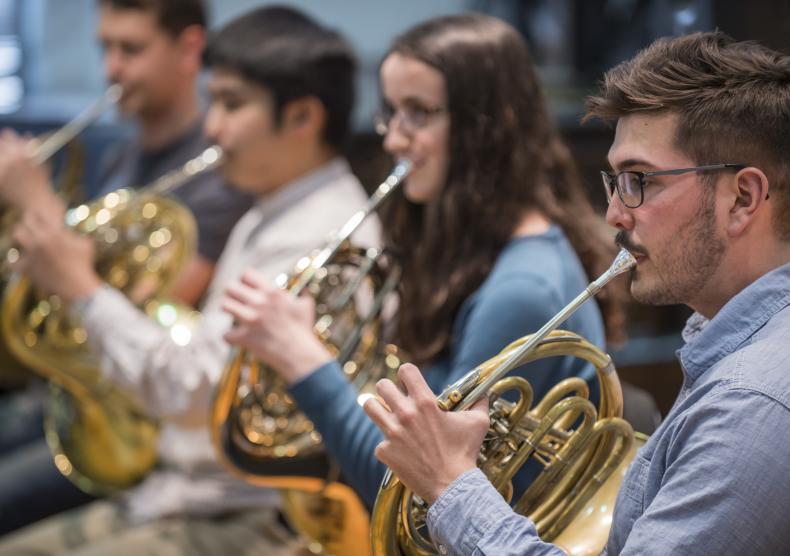 Students attending Brass Chamber Music rehearsal