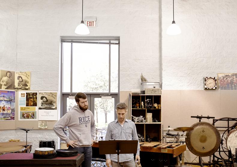 Student in a percussion lesson with Professor Matt Strauss
