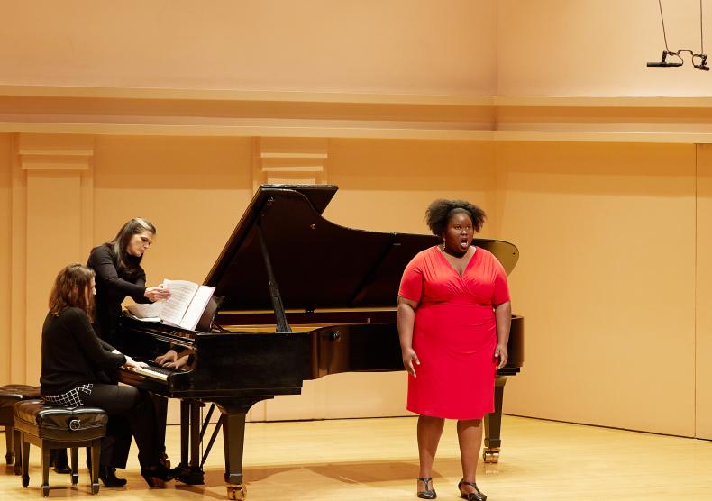 Student performing her recital on Duncan Recital Hall