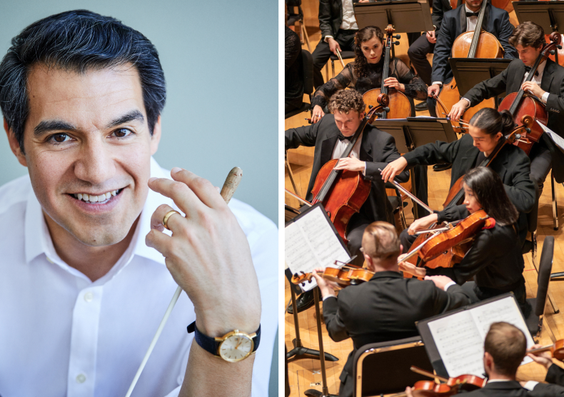 Miguel Harth-Bedoya, conductor & Shepherd School Symphony Orchestra strings in concert