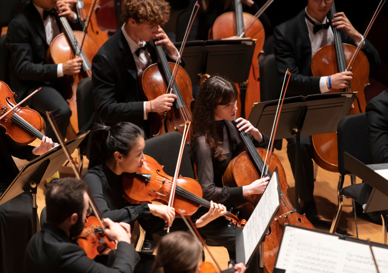 String players perform during a Shepherd School Symphony concert