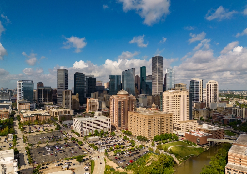 Aerial view of downtown Houston. Photo by Brandon Martin.