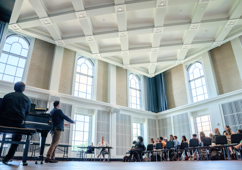A Shepherd School student sings during a master class in Brockman Hall for Opera