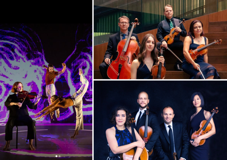 Collage of Musiqa, Apollo Chamber Players, and Jasper String Quartet