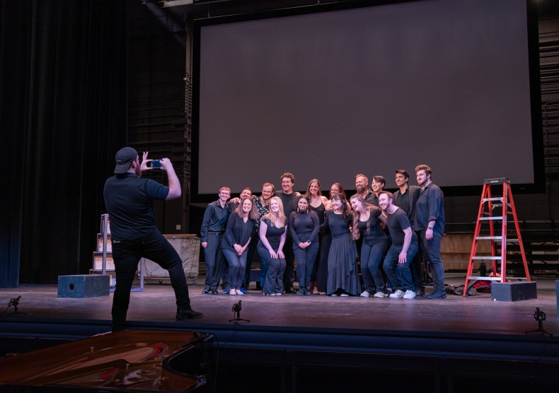 Ryan and Tonya McKinny pose for a photo with Shepherd School opera students