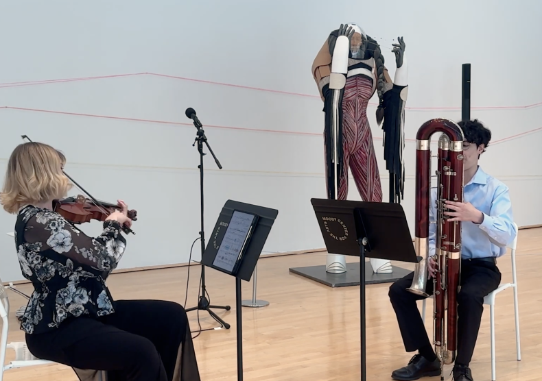 A Shepherd violinist and contrabassoonist perform at the Moody