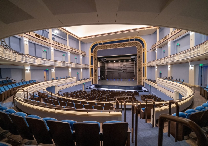View from inside Morrison Theater facing the stage