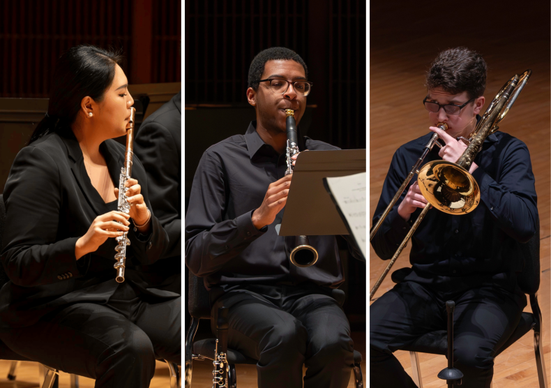 Performance photos of wind and brass students