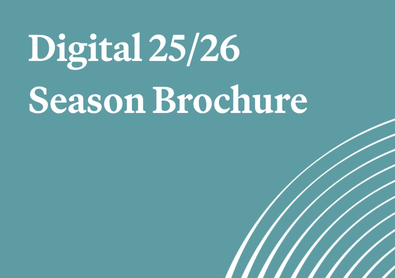 Decorative block with text: "Digital 25/26 Season Brochure"