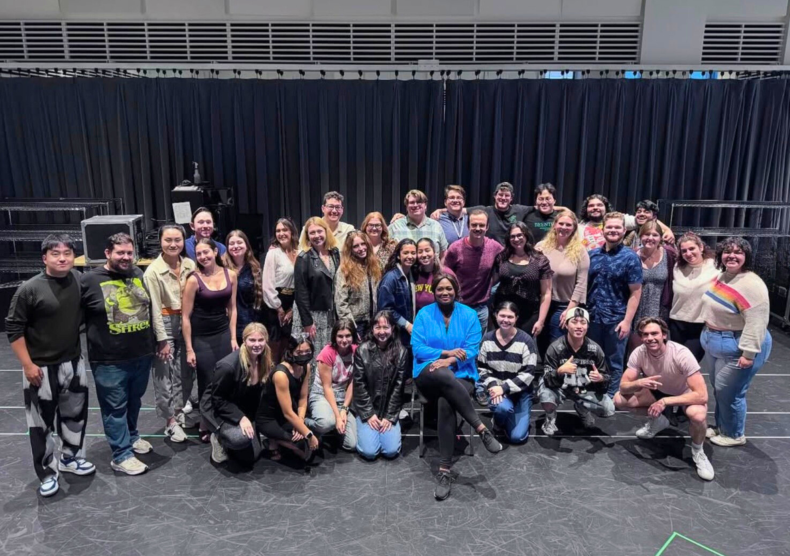 Opera students pose for a picture with soprano Angel Joy Blue