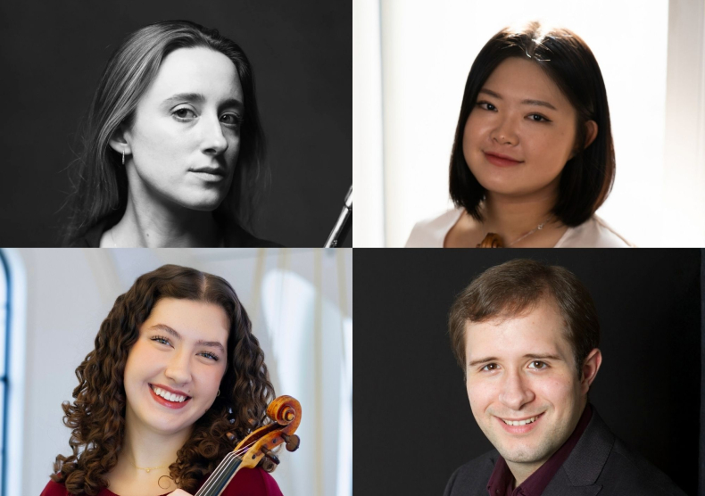 Collage of four headshots of musicians